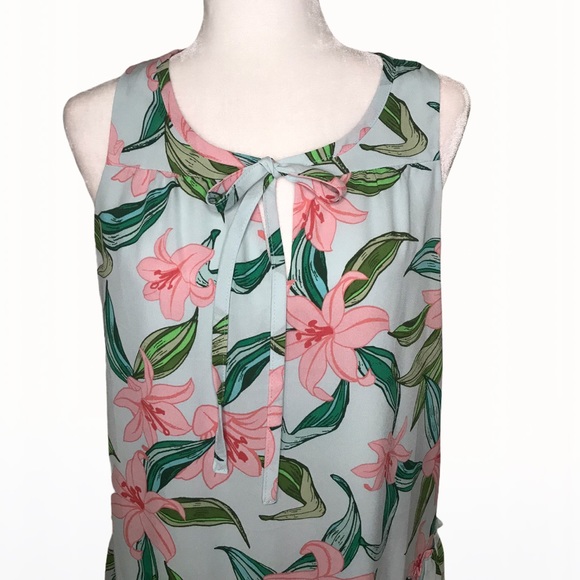 C & E Tie-Neck Floral Print Mini Dress - S - Picture 7 of 11
